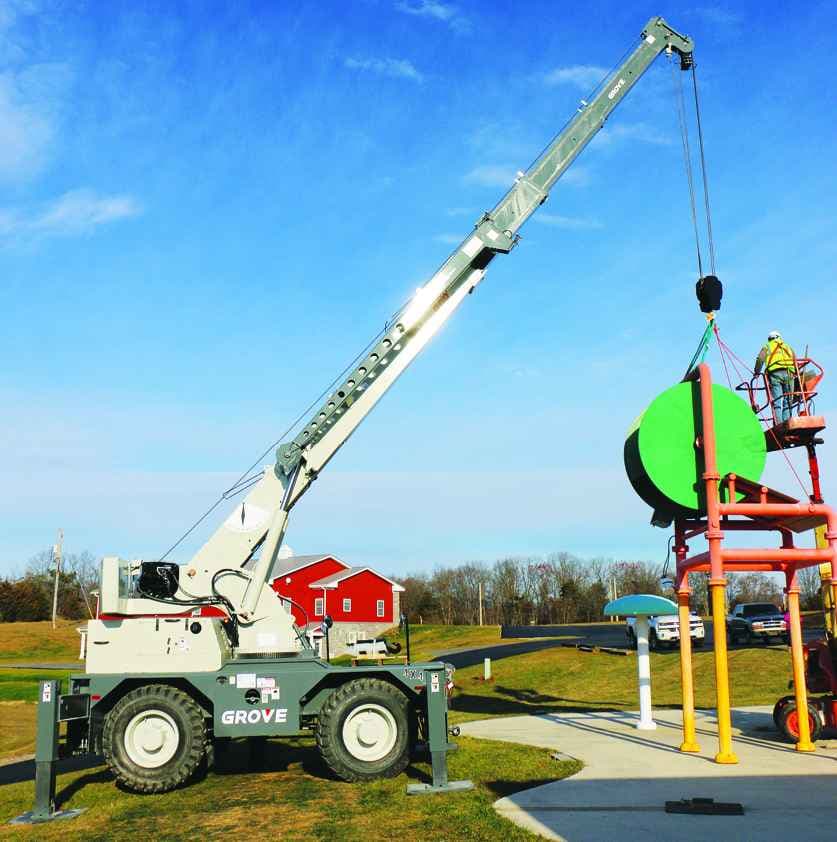 Grove GCD25 Crane Powers Splash Pad Installation at Camp Joy El