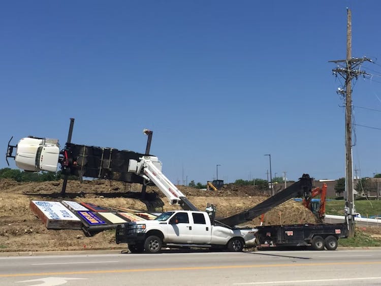 Crane Truck Overturns - Blue Springs, Mo